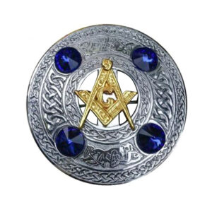 Celtic Knot Plaid Brooch With Masonic Badge & 4 Stones