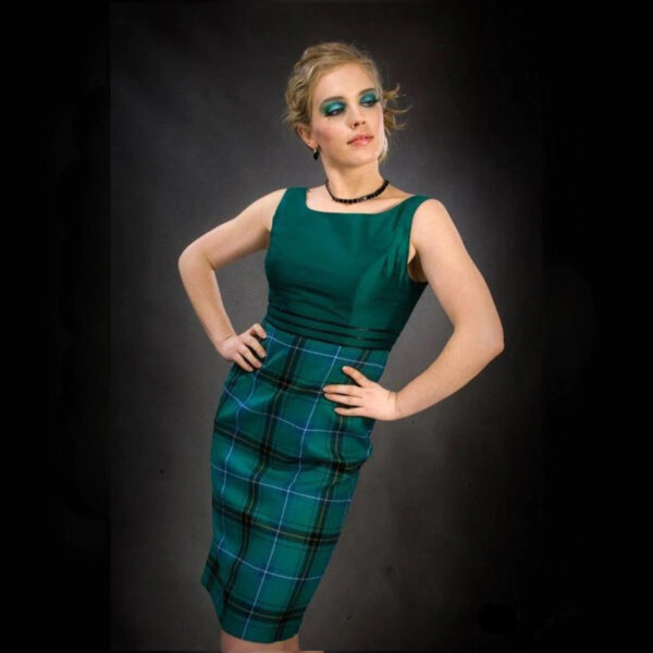 Heather Short Tartan Dress With Matching Silk Top And Free Clutch
