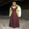 Simple Tartan Evening Gown With Matching Free Clutch