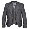 Grey Brushed Blazer Wool Argyll Jacket With Vest