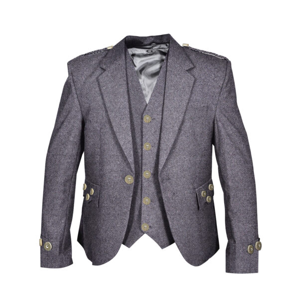 Light Grey Blazer Wool Argyll Jacket With Vest