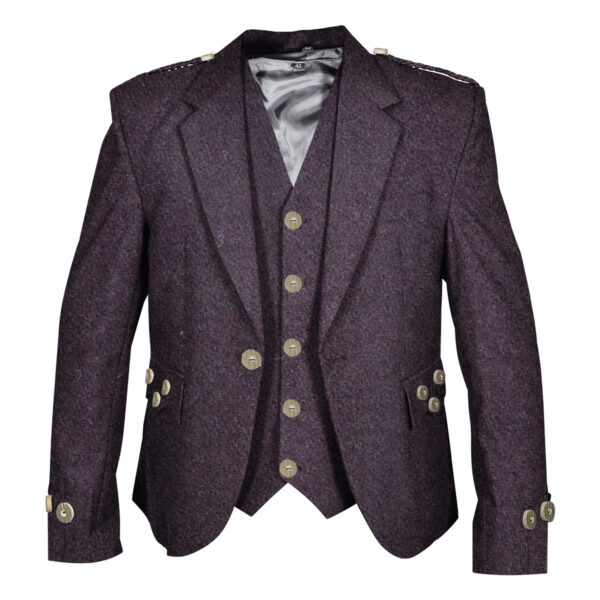 Brown Blazer Wool Argyll Jacket With Vest