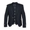 Black Serge Wool Argyll Jacket With Vest