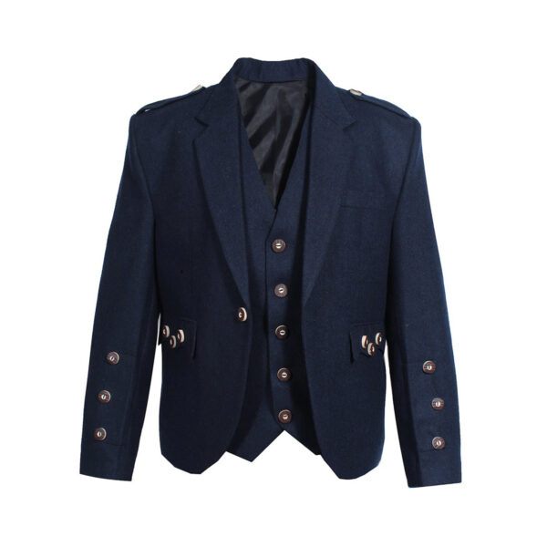 Blue Tweed Argyll Jacket With Vest