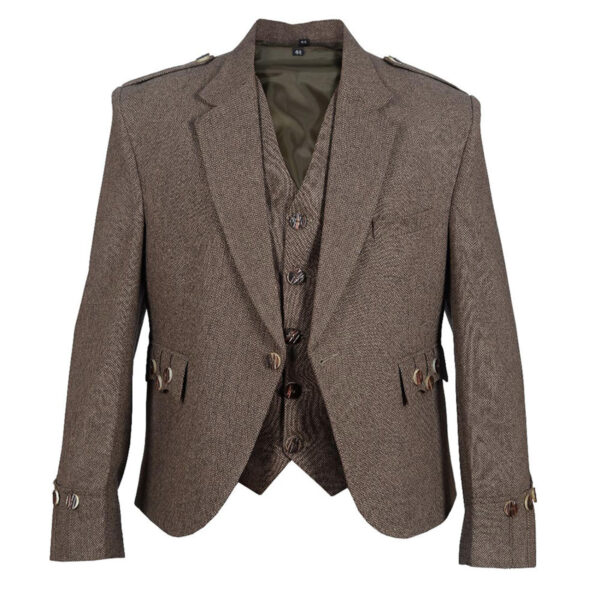 Brown Tweed Argyll Jacket With Vest