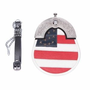 American Flag Leather Sporran With Chain Belt