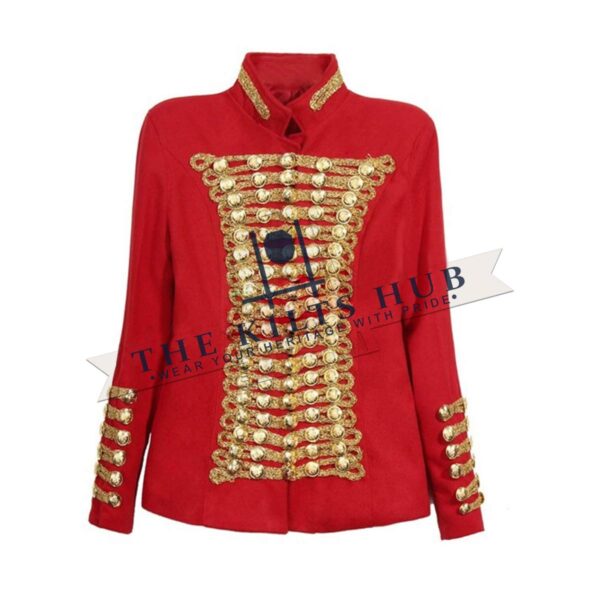 Musician Red Wool Jackets Gold Button And Braid